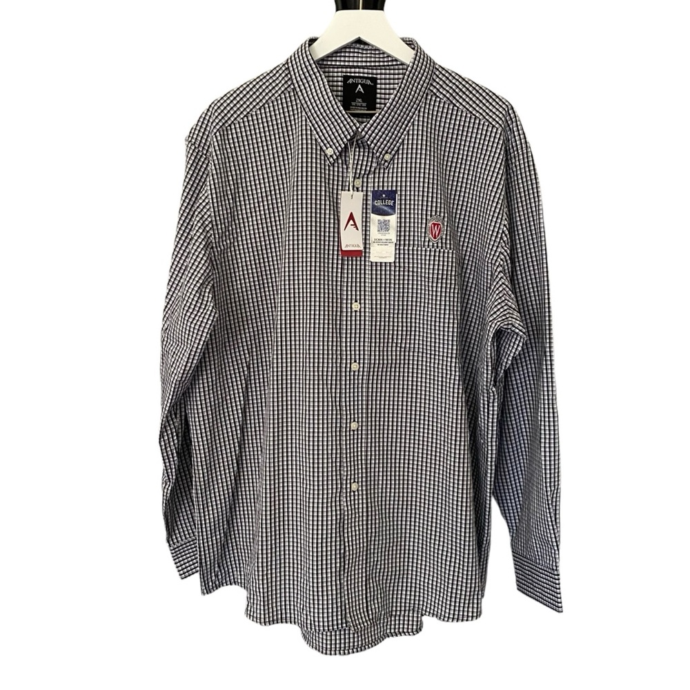 NWT Antigua University of Wisconsin Badgers Long Sleeve Button Down Shirt 2XL